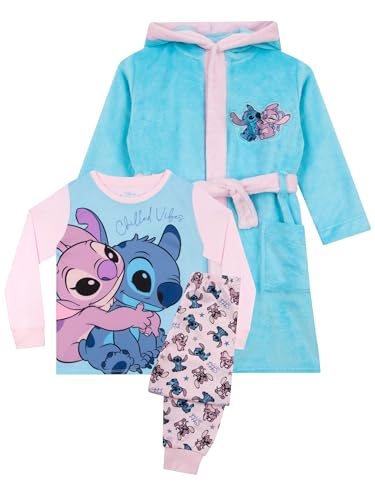 Disney Lilo Und Stitch Bademantel Und Kinderschlafanzug | Stitch Pyjama Mädchen | Schlafanzüge Für Mädchen | Blau 134 von Disney
