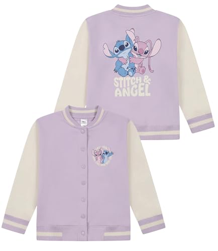 Disney Lilo and Stitch Bomberjacke für Mädchen, mit Stich und Engel, Baseball-Stil für Kinder, violett, 9-10 Years von Disney