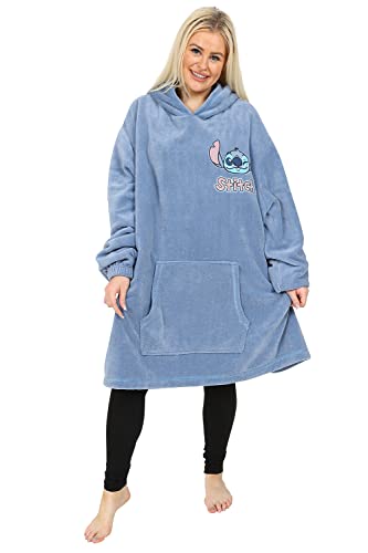 Disney Lilo and Stitch Damen Kapuzenpullover, Fleecedecke, Blau, blau, One size von Disney