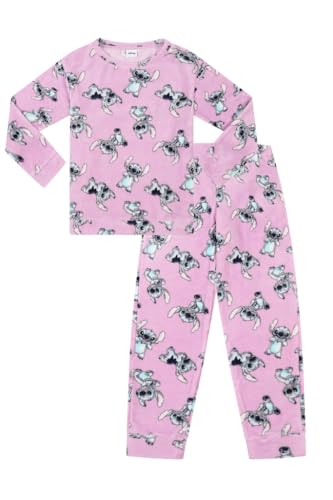 Disney Lilo and Stitch Damen Pyjama-Set, Fleece, lang, rose, 24-26 von Disney