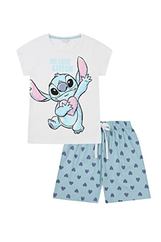 Disney Lilo and Stitch Damen Pyjama-Set, kurz, weiß, 12-14 von Disney