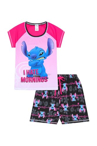 Disney Lilo and Stitch Damen-Pyjama-Set "I Hate Mornings", kurzer Baumwoll-Pyjama-Set, rose, 22-24 von Disney