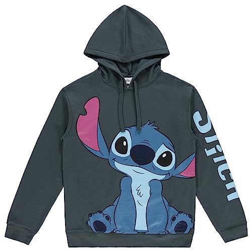 Disney Lilo and Stitch Damen-Sweatshirt – klassisches Lilo and Stitch Kapuzen-Sweatshirt für Damen, Dunkelgrau, L von Disney