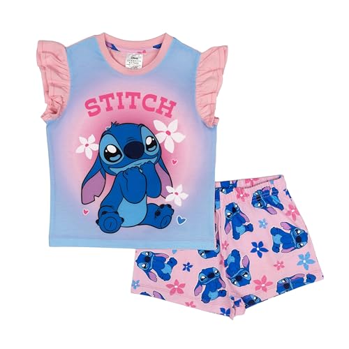 Disney Lilo and Stitch Kurzer Schlafanzug für Mädchen mit Rüschen, rose, 9-10 Years von Disney