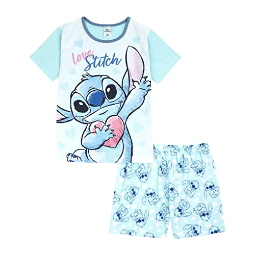 Disney Lilo and Stitch Mädchen-Schlafanzug, kurzer Schlafanzug, Alter 5 bis 15 Jahre, offizieller Merchandise-Artikel, blau, 9-10 Years von Disney