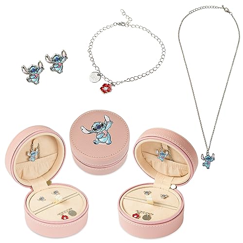 Disney Lilo und Stitch Schmuckset, Mickey & Minnie Mouse Ohrringe Armband Halsband Schmuckkästchen - Mädchen Geschenke (Schmuckset) von Disney