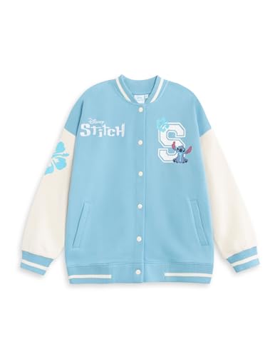 Disney Lilo und Stitch Blaue Bomberjacke für Mädchen | Streetwear-Unijacke mit Stichgrafiken | Langarm-Freizeitkleidung | Niedliche Cartoon-Kleidung für Kinder | Stitch Merch – 8–9 Jahre von Disney