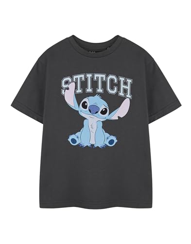 Disney Lilo & Stitch College Mädchen Weißes Kurzarm-T-Shirt | Süßes Grafik-T-Shirt für Teenager | Ohana-Stich-Charakter-Top | Varisty Apparel Geschenk für Mädchen und Fans von Disney