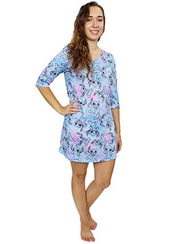 Disney Lilo & Stitch Damen-Schlafanzug mit 3/4-Ärmeln, blau, Large von Disney