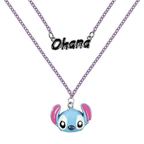 Disney Lilo & Stitch Halskette Ohana Stitch Doppellagige Halskette NH00922RL-16.PH, Einheitsgröße, Messing, Kein Edelstein von Disney