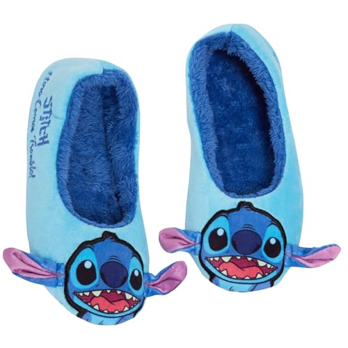 Disney Lilo & Stitch Hausschuhe für Damen, Mädchen, Teenager, zum Reinschlüpfen, Ballettschuhe, Slipper-Socken, blau, 38 EU von Disney