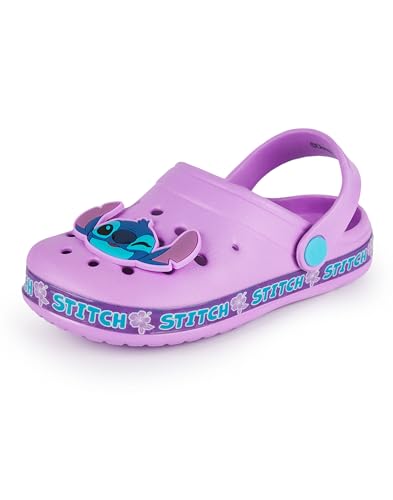 Disney Lilo & Stitch Mädchen Clogs |Kinder Slip On Schuhe mit Stitch Neuheit Charms in rosa Sandalen Schieberegler Verstellbarer Riemen von Disney