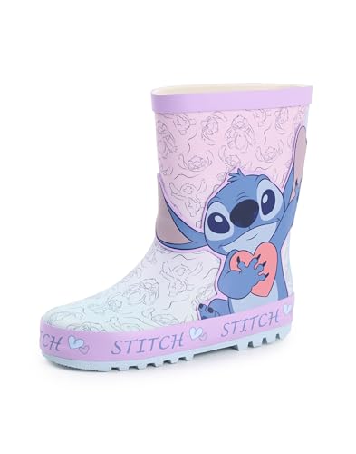 Disney Lilo & Stitch Mädchen Gummistiefel | Kinder Stiefel mit Stitch Charakter Allover-Print in Lila | Wasserfeste Gummistiefel für Kinder | Klassische Animationsfilm Merchandise Geschenk von Disney