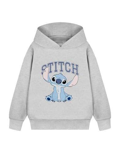 Disney Lilo & Stitch Mädchen Kapuzenpullover | Stitch College Kurzarm Grafische Hoodie in Grau | College Varsity Trendy Bekleidung Sweatshirt | Gemütliches Merchandise Geschenk von Disney