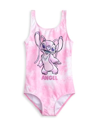 Disney Lilo & Stitch Mädchen Pink Angel Bademode | Geblümter 1-teiliger Badeanzug | Ärmellose Strandbekleidung für Kinder | Klassisches U-Ausschnitt-Design – 7–8 Jahre von Disney