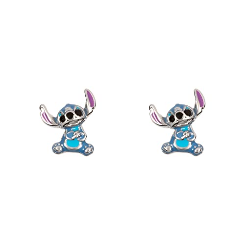 Disney Lilo & Stitch Ohrstecker Sterling-Silber Emaille Blau E906250RRHL.PH, Einheitsgröße, Sterling Silber, Kein Edelstein von Disney