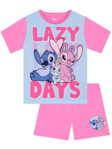 Disney Lilo und Stitch Pyjama Mädchen, Süßer Schlafanzug, Kurzarm Pyjama Mädchen, Schlafanzüge Kinder Für Dden Sommer, Rosa 146 von Disney