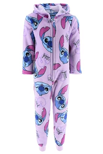 Disney Lilo und Stitch Pyjama für Mädchen, Kompletter Samt Pyjama für Mädchen, Einteiliger Schlafanzug aus Weichem Fleece, Größe 6 Jahre | Lila von Disney