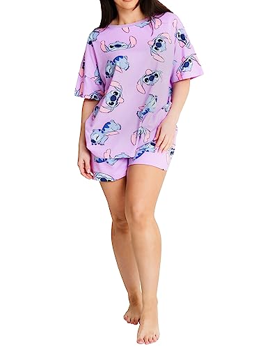 Disney Lilo Und Stitch Pyjamas Für Damen | Allover Print Kurzarm Frauen Pyjama Mit Stichmuster | Gemütlicher Damen Pyjama Für Stitch Fans | Offizielles Merchandise | XL von Disney