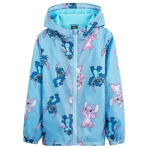 Disney Lilo und Stitch Regenjacke Kinder für Mädchen von 4-14 Jahren mit Fleece Gefüttert Kinder Regenjacke Frühling (Blau, 7-8 Jahre) von Disney