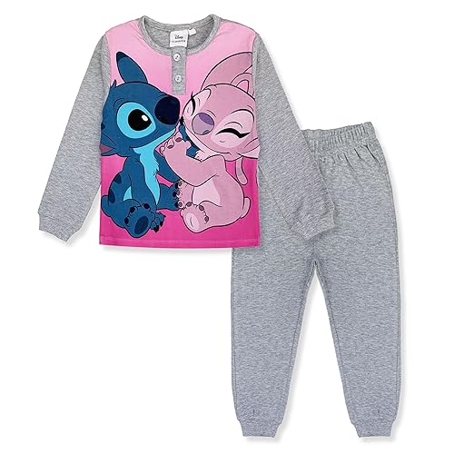 Disney Lilo und Stitch Schlafanzug für Mädchen, langärmelig, aus Baumwolle, 6231, hellgrau, 6 Jahre von Disney