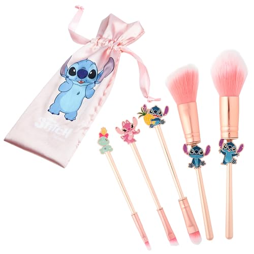 Disney Lilo und Stitch Schminkpinsel-Set für Make-up - Inkl. Pinsel, Stirnband und Etui - Stitch Geschenk für Frauen (Rosa) von Disney