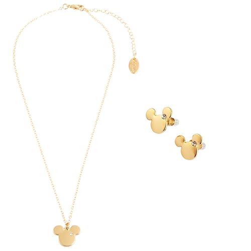 Disney Lilo und Stitch Schmuckset, Mickey & Minnie Mouse Ohrringe Armband Halsband Schmuckkästchen - Mädchen Geschenke (Gold Mickey) von Disney