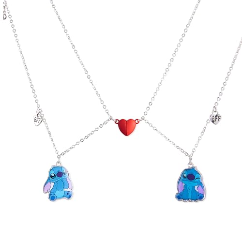 Disney Lilo und Stitch Schmuckset, Mickey & Minnie Mouse Ohrringe Armband Halsband Schmuckkästchen - Mädchen Geschenke (Silber Stitch Freundschaft) von Disney