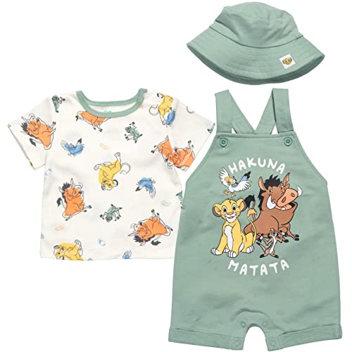 Disney Lion King Baby Boys 3 Piece Outfit Set: Short Overalls T-Shirt Hat 3-6 Months von Disney