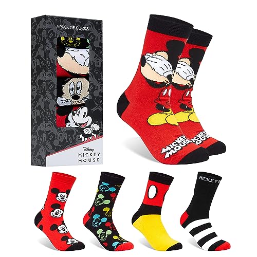 Disney Lustige Socken Herren, 5er Pack Bunte Socken Herren Set (Schwarz/Rot), 39-44 von Disney