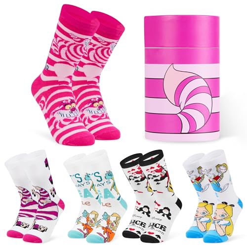 Disney Damen Socken, weiche Socken im 5er-Pack, Geschenk für Frauen und Teens (Rosa Alice in Wonderland) von Disney