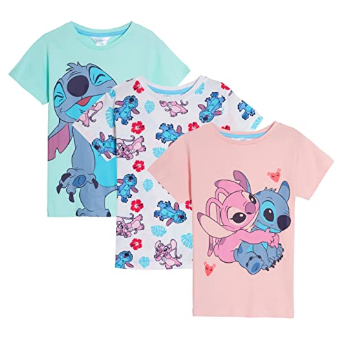 Disney Mädchen 3er-Pack Lilo und Stitch T-Shirts Kinder Angel Sommertop Kurzarm-T-Shirts von Disney