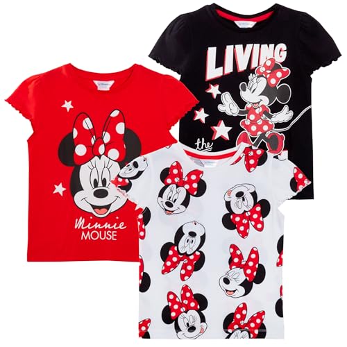 Disney Mädchen 3er-Pack Minnie Mouse T-Shirts für Kinder Minnie Dress Up Tops Multipack T-Shirts von Disney