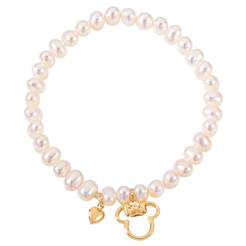 Disney Mädchen-Armband 375er Gelbgold Süßwasserperle One Size 88407091 von Disney