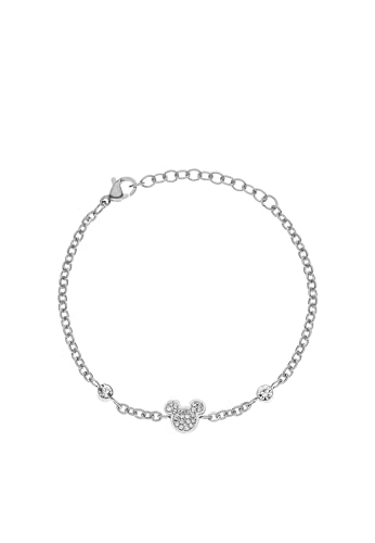 Disney Mädchen-Armband Edelstahl Zirkonia One Size Silber 32024269 von Disney