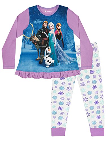 Disney Frozen Schlafanzug | Die Eiskönigin Pyjama Mädchen | Anna ELSA Kristoff Olaf & Sven | Prinzessinnen Schlafanzüge für Kinder Mehrfarbig 122cm von Disney