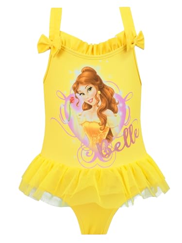 Disney Prinzessin Mädchen Schönheit und das Biest Badeanzug EIN Stück Belle Schwimmen Kostüm Gelb 104 von Disney