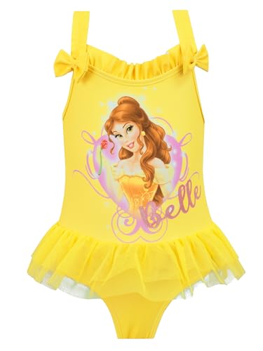 Disney Prinzessin Mädchen Schönheit und das Biest Badeanzug EIN Stück Belle Schwimmen Kostüm Gelb 110 von Disney