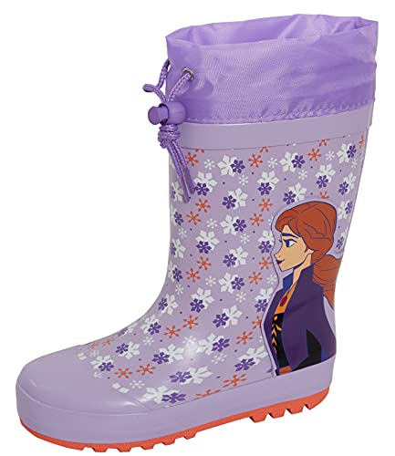 Disney Mädchen Frozen 2 Tie Top Gummistiefel Kinder Elsa Anna Gummistiefel Regen Schnee Schuhe, Flieder, 24 EU von Disney