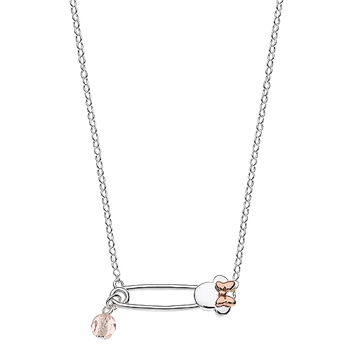 Disney-Mädchen-Halskette mit Minnie Mouse aus Silber und Zirkonen, Schmuck für Frauen (Stift) von Disney