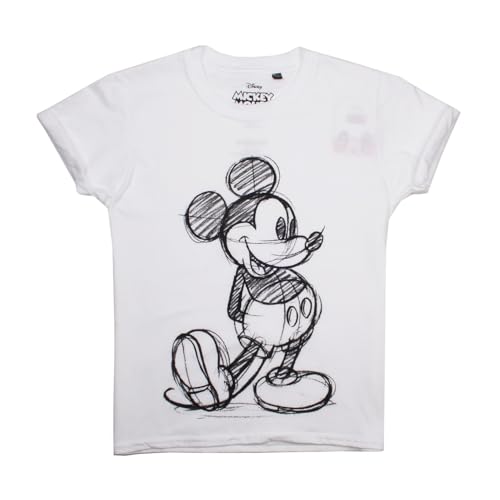 Disney Mädchen Mickey Mouse Sketch T-Shirt, Weiß (Weiß Weiß), 9 Jahre von Disney