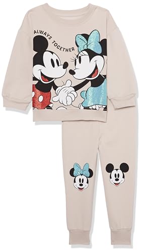 Disney Mädchen Mickey & Minnie Mouse Fleece Sweatshirt & Jogger Set – Mädchen 2t-6xSweatshirt & Jogger Set, Taupe, 4-5 von Disney