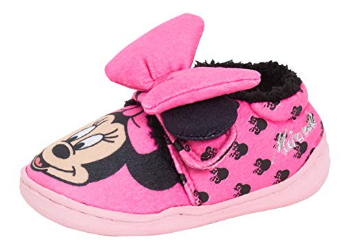 Disney Mädchen Minnie Maus Hausschuhe Kinder 3D Schleife Fell gefüttert Hausschuhe Lauflernschuhe, Pink - rose - Größe: 20 EU von Disney