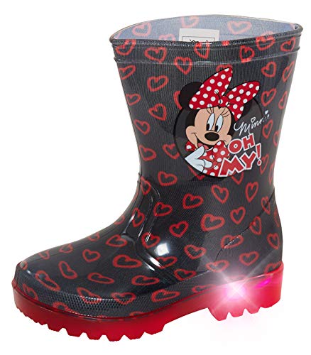 Disney Mädchen Minnie Maus leuchtende Gummistiefel Kinder Regen Schnee Schuhe Gummistiefel, Schwarz , 27 EU von Disney