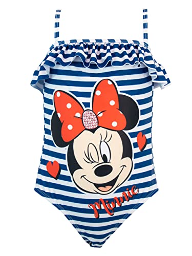 Disney Mädchen Minnie Mouse Badeanzug Glitzern Scwhimmanzug für Kinder Blau 104 (UK 3-4) von Disney