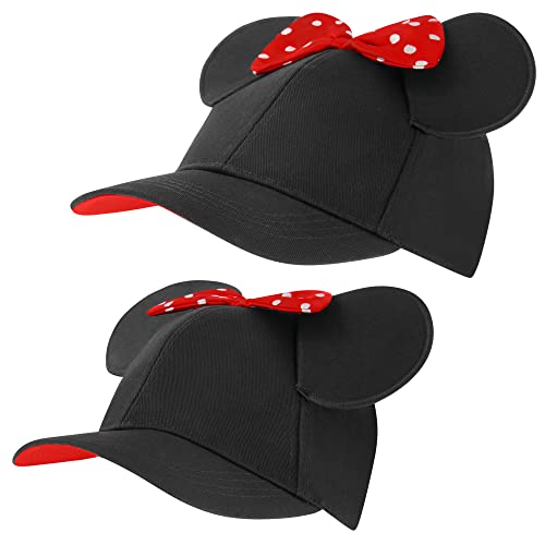 Disney Mädchen Minnie Mouse Ohren Mütze 2er Set für Mama 2–4 oder Erwachsene und Größe 4–7 Baseballkappe, schwarz/rot, 4-7 Jahre von Disney