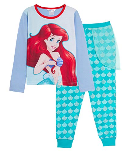 Disney Mädchen Neuheit Pyjama in voller Länge "The Little Mermaid" Ariel mit glitzernden T-Shirts mit langen Ärmeln 4-5 Jahre Flieder von Disney