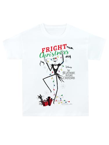Disney Mädchen Nightmare Before Christmas T Shirt | Mädchen Weihnachten Tshirt | Alter 5 bis 12 Jahre | Weiß | 158 von Disney