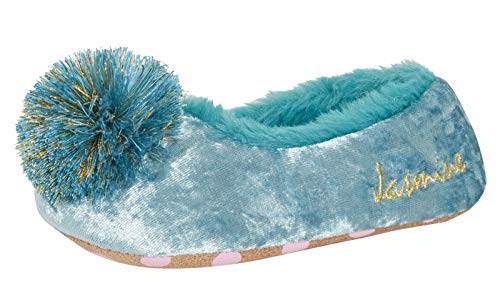 Disney Mädchen Prinzessin Jasmin Hausschuhe Kinder Aladin Fleece gefüttert Dress Up Ballettpumps, - blau - Größe: 23 EU von Disney