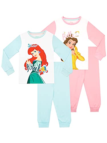 Disney Mädchen Schlafanzug 2 Packung Ariel Und Belle Mehrfarbig 128 von Disney